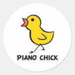 Piano Chick Round Sticker