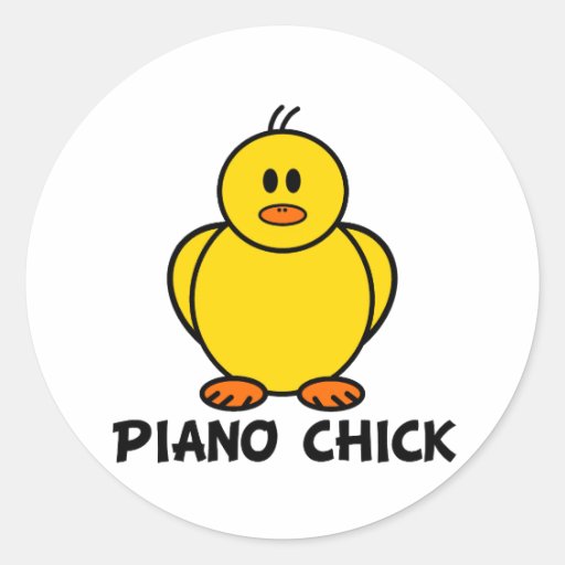 Piano Chick Round Stickers