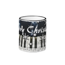 Piano Christmas Snowflake Keyboard Mug
