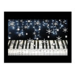 Piano Christmas Snowflake Keyboard Post Card