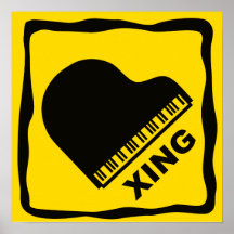 Piano Crossing Xing Traffic Sign Print