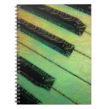 Piano  Electric Green Spiral Note Books