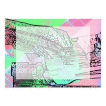 Piano hands over saturated guitar hand neck invite