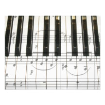 Piano Keyboard and Music Notes Invitations