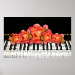 Piano Keyboard and Roses posters