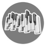 piano keyboard keys design round stickers