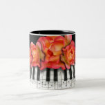 Piano Keyboard Roses and Music Notes Coffee Mugs
