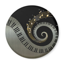 Piano Keys and Gold Music Notes Aluminium s Magnet