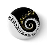 Piano Keys and Gold Music Notes Button
