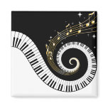 Piano Keys and Gold Music Notes Magnet