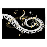Piano Keys and Golden Music Notes Card
