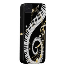 Piano Keys and Golden Music Notes iPhone 4 Case-Mate Cases