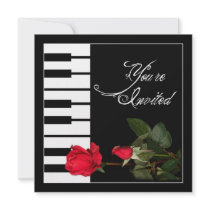Piano Keys invitation/Red Roses