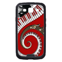 Piano Keys Music Notes Grunge Floral Swirls Galaxy S3 Cover
