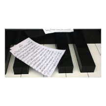 Piano keys with music personalized photo card