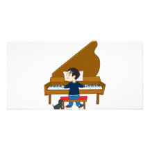 Piano Player and Dog Custom Photo Card