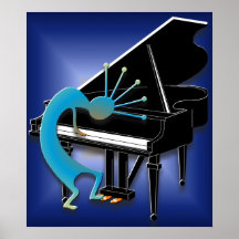 Piano Player in Midnight Blue Print