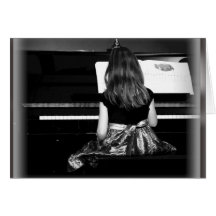 Piano Practice. Black and White Photograph Greeting Card