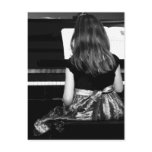 Piano Practice. Black and White Photograph Post Card
