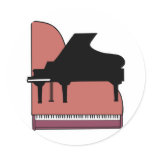 piano silouhette design round stickers