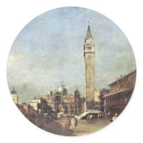 Piazza San Marco A Venezia. By Guardi Francesco Round Stickers