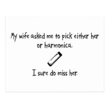 Pick Wife or Harmonica Postcard