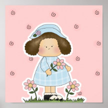 Picking Daisies Cute Flower Spring Girl Print