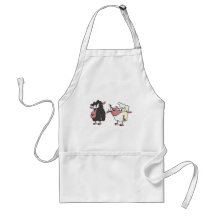 picking on the black sheep cartoon apron