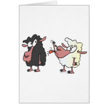 picking on the black sheep cartoon greeting card