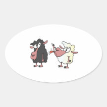 picking on the black sheep cartoon oval sticker