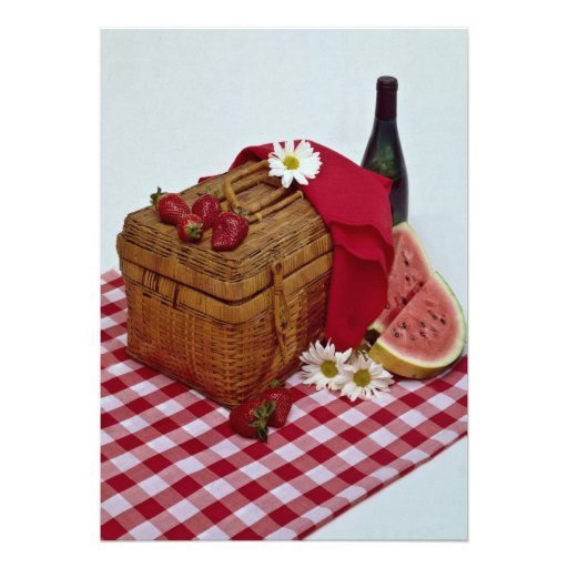 Picnic basket and watermelon slices custom announcement