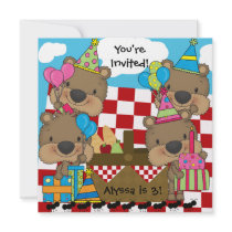 Picnic with the Teddy Bears Birthday Invitation