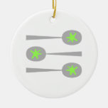 Picture Spoons with Green Splat. ornaments