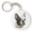 Pied French Bulldog keyring keychains