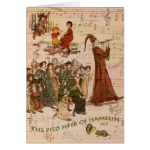 Pied Piper Collage Greeting Cards