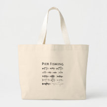 Pier Fishing Fish Species Line Art Logo Tote Bag