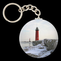 Pierhead Lighthouse In Winter keychains