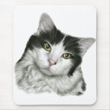 Pierre, Black and White Short-Haired Cat Mousepad