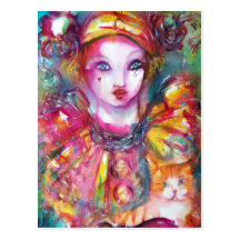 Pierrot with Cat Postcard
