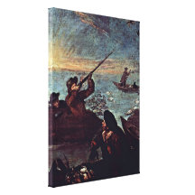 Pietro Longhi - The shooter in the barrel Stretched Canvas Print