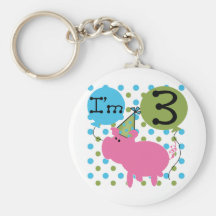 Pig 3rd Birthday Tshirts and Gifts Keychains