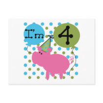 Pig 4th Birthday Tshirts and Gifts Post Card