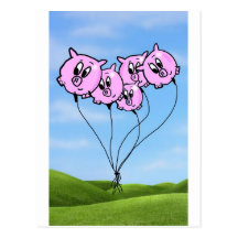 Pig Balloons Postcard