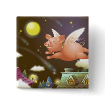 Pig flying in the sky pinback button