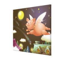 Pig flying in the sky gallery wrap canvas