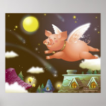 Pig flying in the sky print