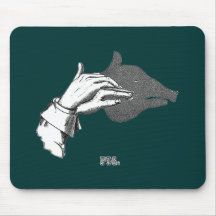 PIG Hand Shadow Art from an Antique Book Mousepads