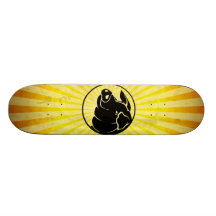 Pig Head; Yellow Skate Board