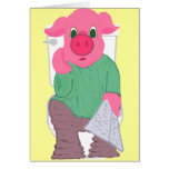 Pig on a Toilet Card
