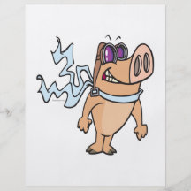 pig pilot cartoon personalized flyer